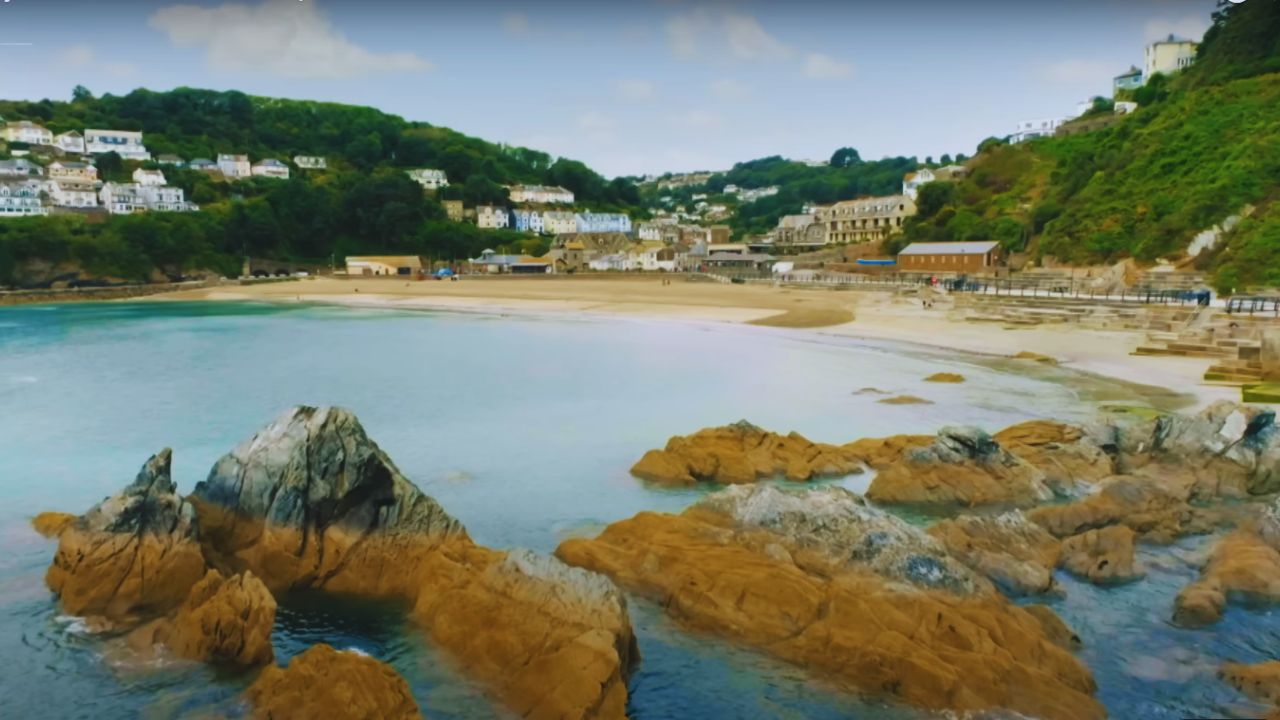 Beyond Paradise filming in East Looe Beach, Looe, Cornwall, UK